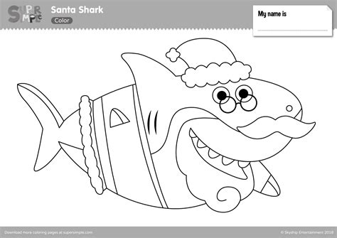 Santa Shark Coloring Pages - Super Simple