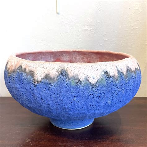 Large Cobalt Blue Bowl, Burnt Sienna Interior MB23-08 by Marty Biernbaum | Dare/Sandpiper Gallery