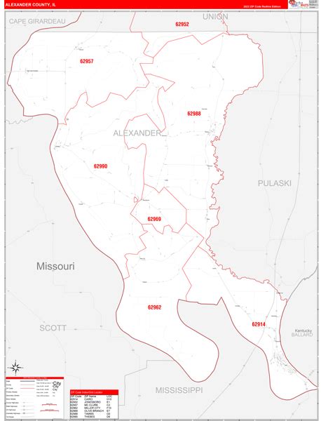 Wall Maps of Alexander County Illinois - marketmaps.com