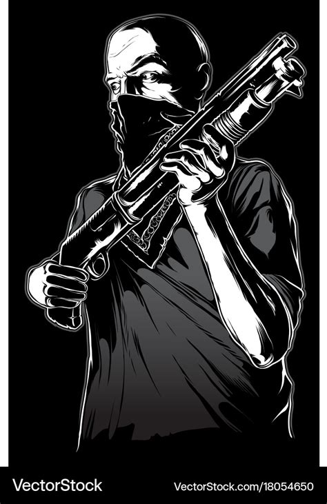 Gang member with gun Royalty Free Vector Image