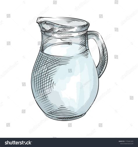 Colorful Watercolor Hand-drawn Sketch Milk Jug Stock Vector (Royalty ...