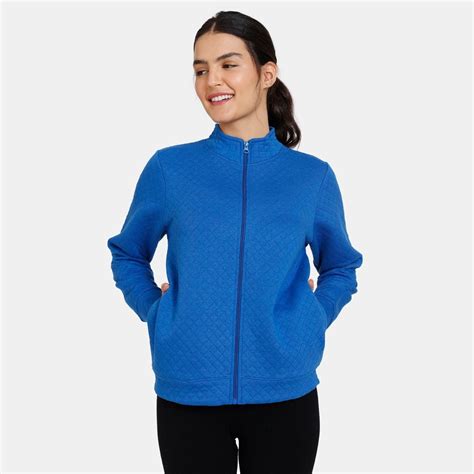 Zivame Quilted Knit Cotton Hoodie Sweatshirt - Wedgewood - Blue: Buy ...