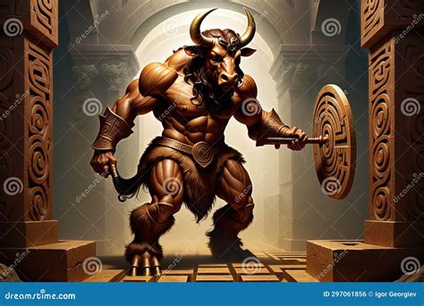 Minotaur the Mythical Maze Guardian Stock Illustration - Illustration of soldier, abyss: 297061856