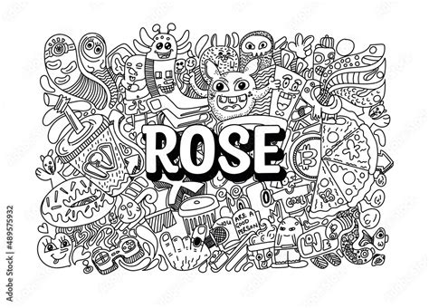 Rose #name doodle art Stock Illustration | Adobe Stock