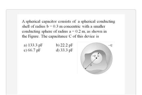 Solved A spherical capacitor consists of a spherical | Chegg.com