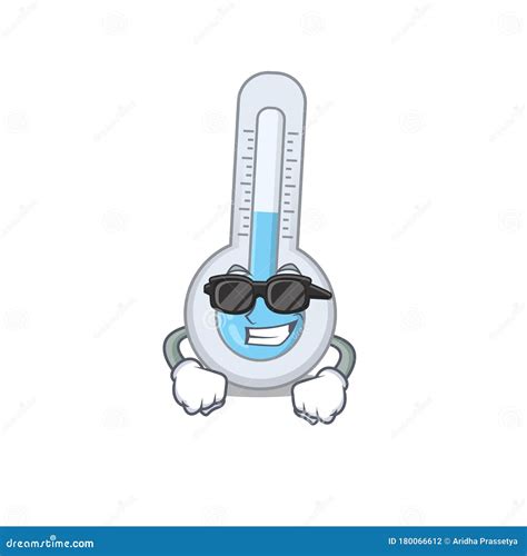 Cool Cold Thermometer Cartoon Character Wearing Expensive Black Glasses ...