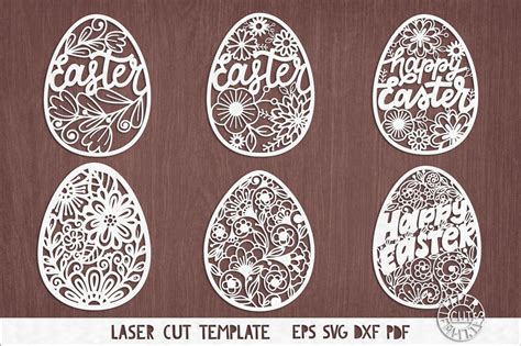 SVG Set of easter eggs for laser cutting, Cricut, plotter. (511209) | Cut Files | Design Bundles