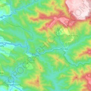 Pamba river topographic map, elevation, terrain