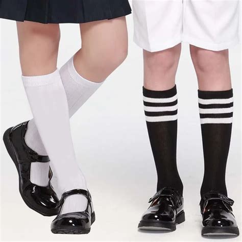 2Pcs 1 15T Knee High Socks Kids Girl Boy Long Tube Socks for School Children White Socks ...