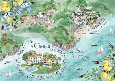 Map of Ravello! 🗺 (Pinch and zoom to find the pizzeria, cafe, pod of dolphins and sunbathers ...