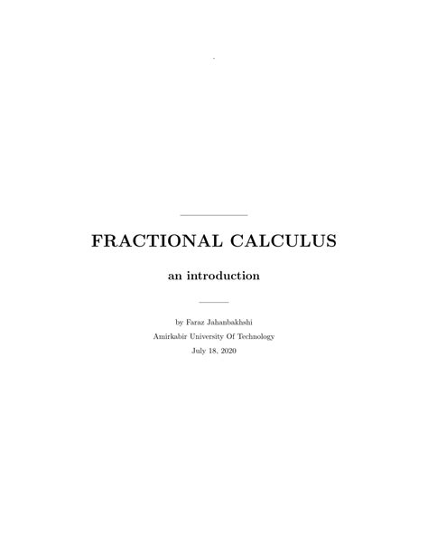 (PDF) FRACTIONAL CALCULUS an introduction