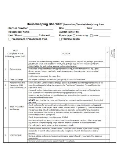 Housekeeping Checklist - 10+ Examples, Format, How to Make, Pdf