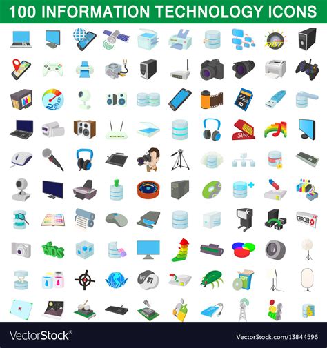 100 information technology icons set Royalty Free Vector