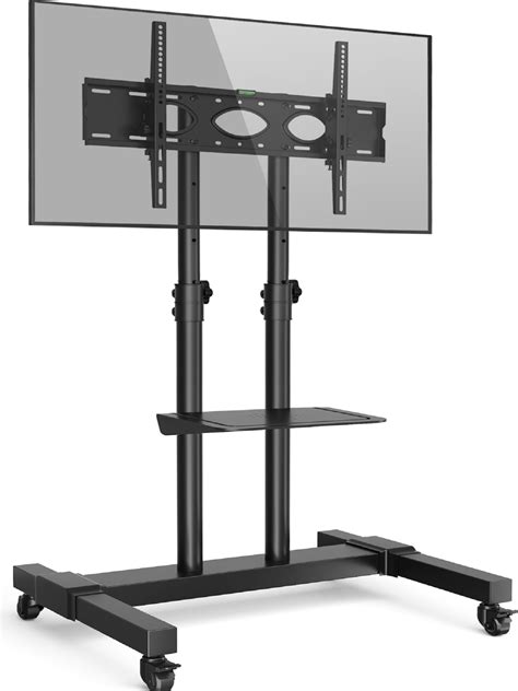 Modern Tall Rolling TV Stand with Wheels for 32-85 Inch Flat/Curved Panel TVs, Black - Walmart.com