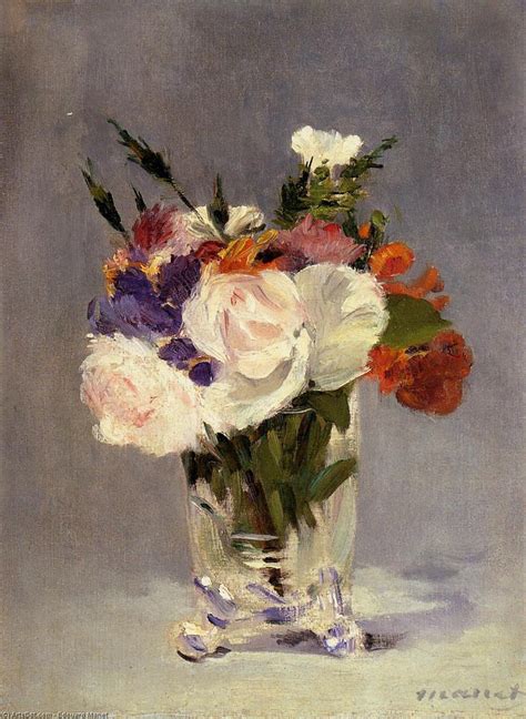 Art Reproductions Flowers in a Crystal Vast, 1882 by Edouard Manet (1832-1883, France) | ArtsDot.com