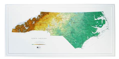 North Carolina 3D Raised Relief Map