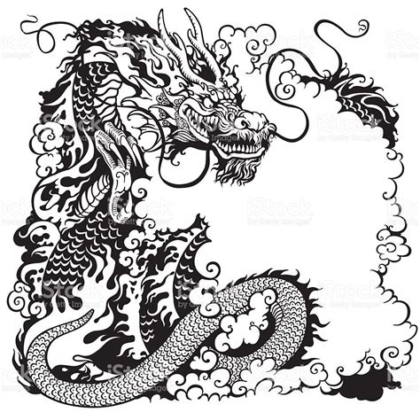 chinese dragon, black and white tattoo illustration | Chinese dragon, Tattoo illustration ...