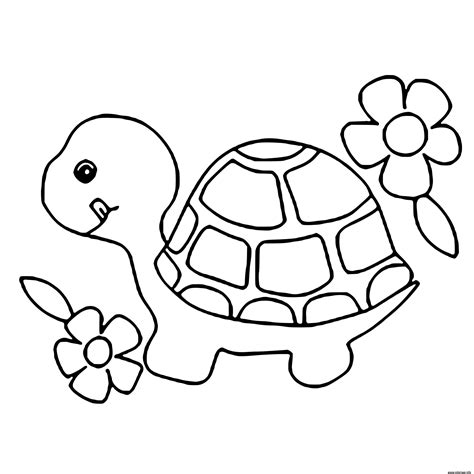 Coloriage animaux pour enfants facile tortue - JeColorie.com