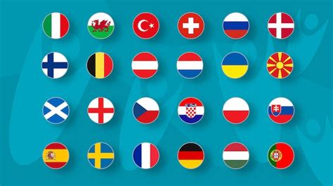 Premium Vector | European football tournament Set of national flags of football teams