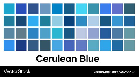 Modern blue color palette set cerulean Royalty Free Vector