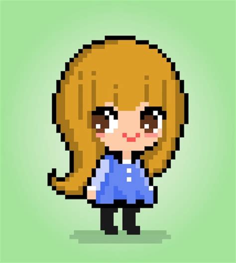 Premium Vector | 8 bit of pixel women's character anime cartoon girl in vector illustrations for ...