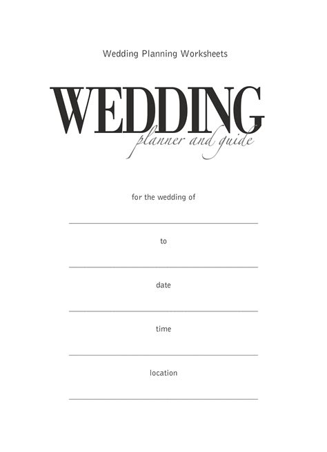 Wedding Planning Printable Templates Free