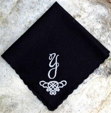 LADIES EMBROIDERED HANDKERCHIEF Initial Monogram Satin | Etsy