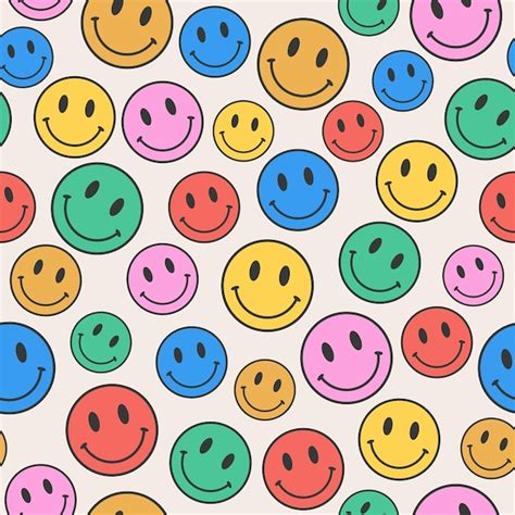 Premium Vector | Smiley face seamless pattern design. Cute colorful ...