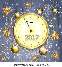 Vintage Clock Christmas Decor Gold Stars Stock Vector (Royalty Free) 538026565 | Shutterstock