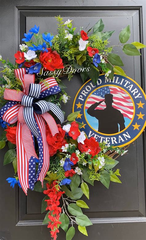 Military Veterans Wreath, Patriotic Wreath, Memorial Day Wreath, Veterans Day Wreath, Military ...