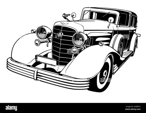 Drawing of a 1930s Vintage Car Stock Vector Image & Art - Alamy