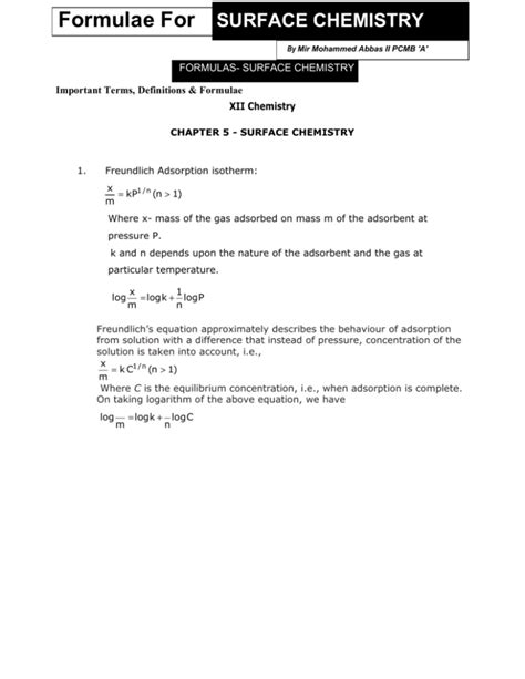 Surface Chemistry