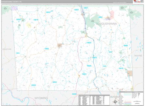 Susquehanna County, PA Wall Map Premium Style by MarketMAPS