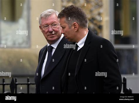 Sir Alex Ferguson and son Darren ahead of the funeral service for Stock Photo: 132955397 - Alamy