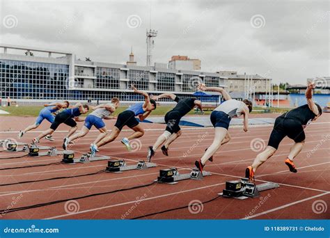 Start Men Sprinters on 100 Meters Running Editorial Photo - Image of ...