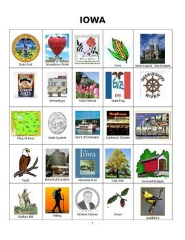 Iowa Bingo: State Symbols and Popular Sites by Sue Ann Kline | TpT