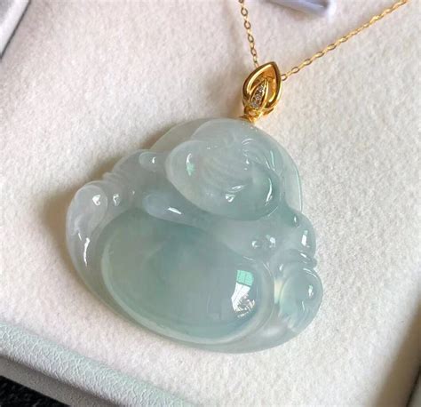 Natural Icy Blue Jadeite Pendant 18K Solid Gold & Natural Icy Blue ...