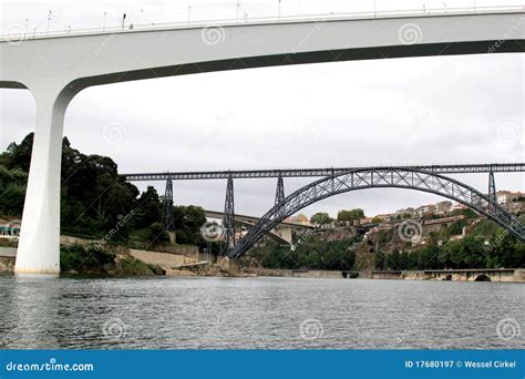 Old and Modern Railway Bridges in Oporto, Portugal Stock Image - Image ...