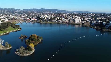 Drone footage of Oakland's Lake Merritt - YouTube