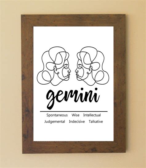 GEMINI ZODIAC Star Sign Traits A4 Poster Sold as the Print Only or in a ...