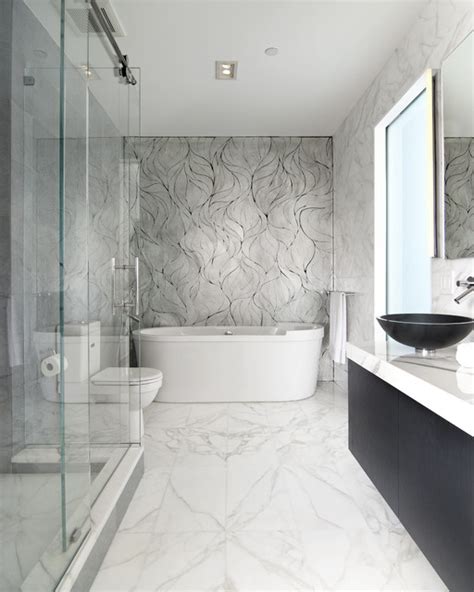 Calacatta Gold Bath by EPC Management - Modern - Bathroom - new york - by Artistic Tile