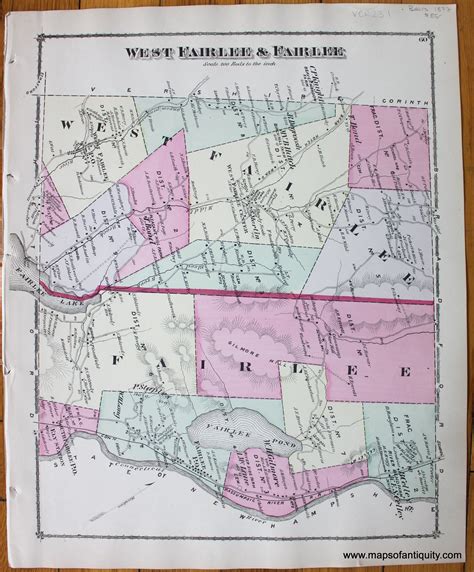 1877 - West Fairlee and Fairlee (VT) - Antique Map – Maps of Antiquity