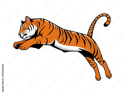 Cartoon Illustration of Tiger Jumping for Mascot Logo, E-Sport Logo ...