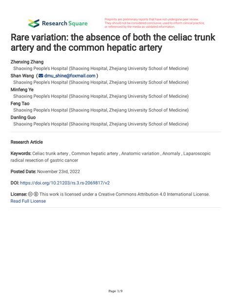 (PDF) Rare variation: the absence of both the celiac trunk artery and the common hepatic artery