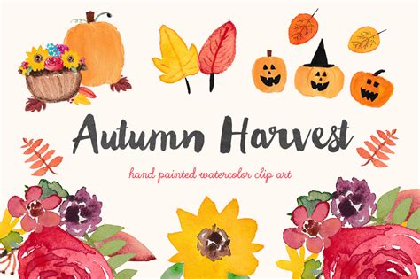 Autumn Harvest Watercolor Clip Art ~ Illustrations ~ Creative Market