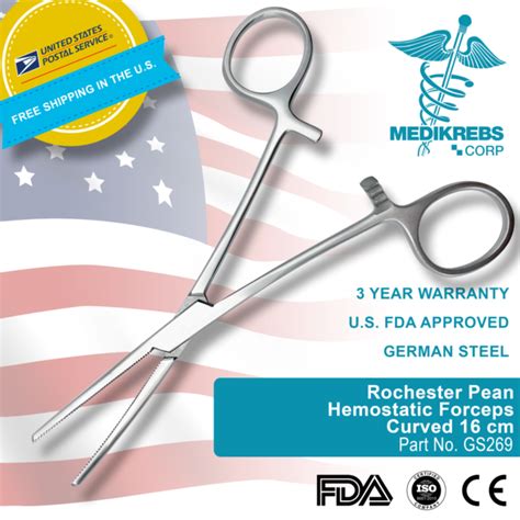 Rochester Pean Hemostatic Forceps Curved 16 cm OR Grade Surgical ...