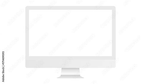 White computer monitor mockup with blank screen - front view. Vector illustration Stock Vector ...