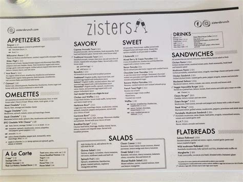 Menu of Zisters in Elm Grove, WI 53122