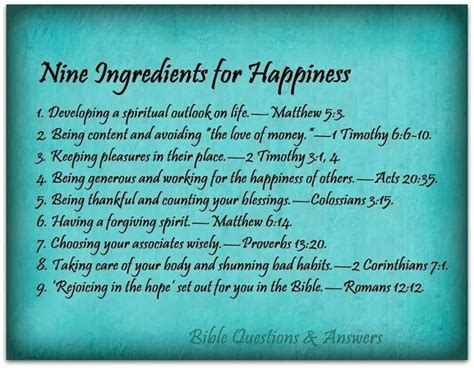 Nine ingredients for happiness. | Bible questions, Bible questions and ...