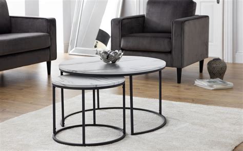 Bellini Round Nesting Coffee Table - White Marble Effect | Pivot Furniture